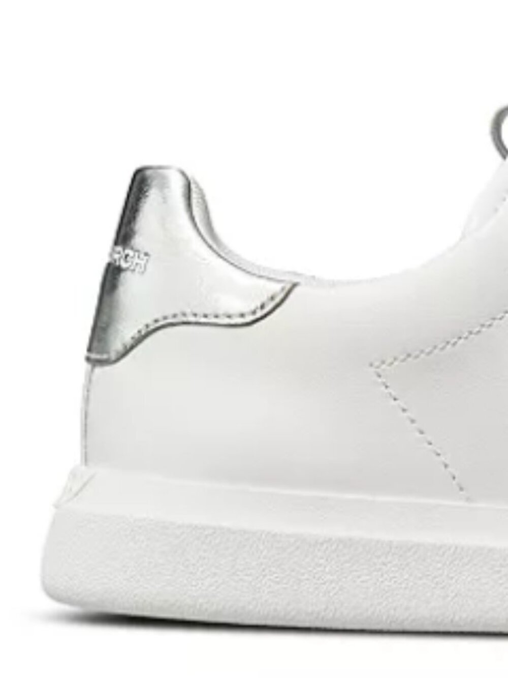Tory Burch Double T Howell Court Sneaker with Silver Metallic Heel Sz 7 - Picture 2 of 10
